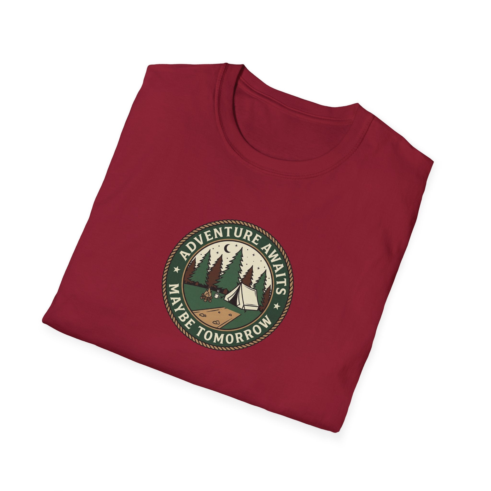 Adventure Awaits Maybe Tomorrow T-Shirt | Camping Patch Graphic