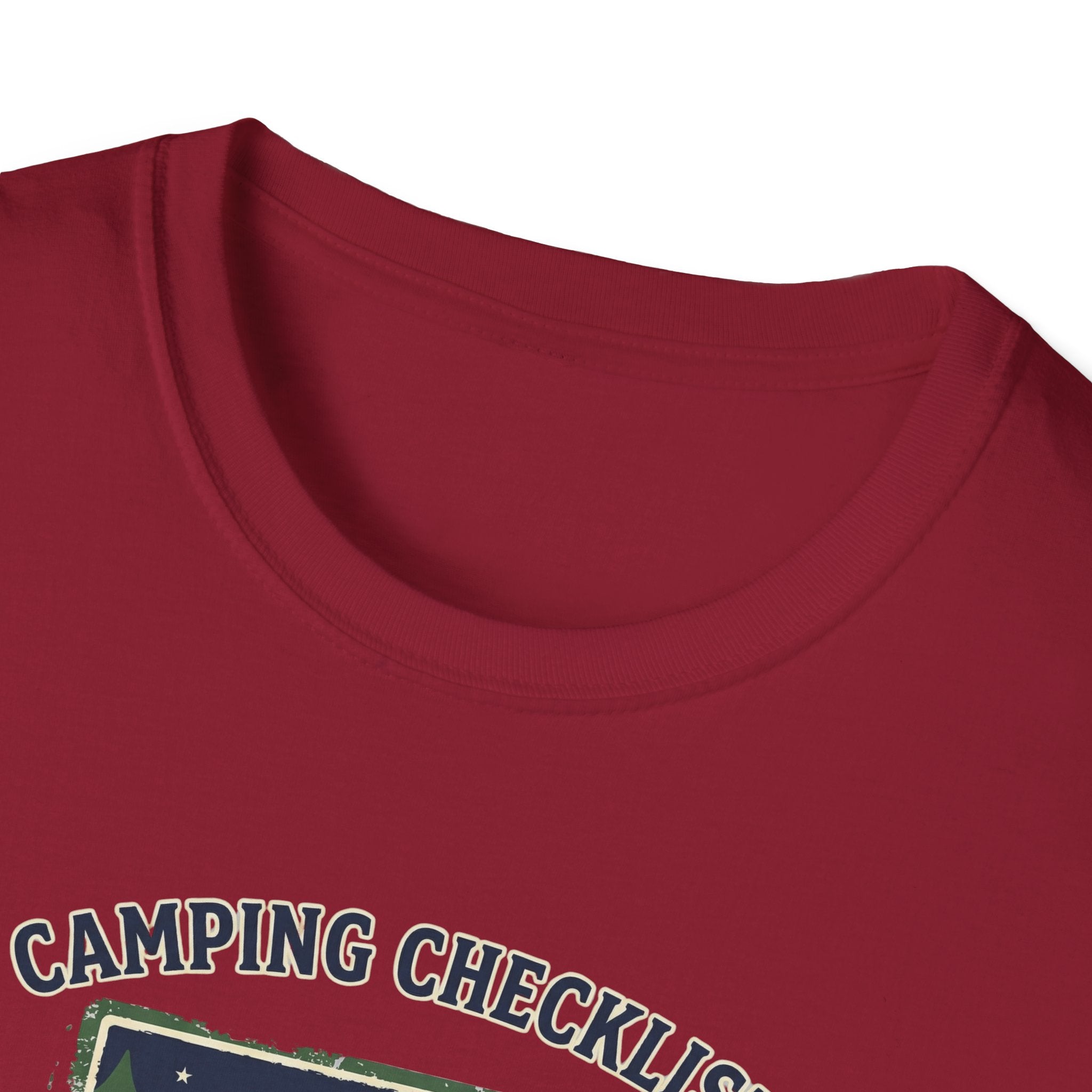 Camping Checklist Snacks T-Shirt | Camping Graphic Tee, Tent Campfire Design
