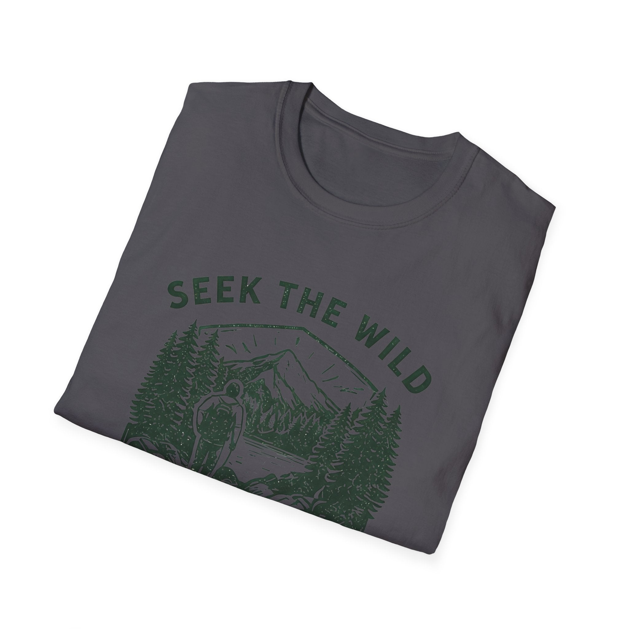 Seek the Wild hiker mountain graphic T-Shirt | Pacific Northwest outdoor design