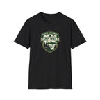 Camp Trails badge T-Shirt | Mountain camping logo, forest trail emblem