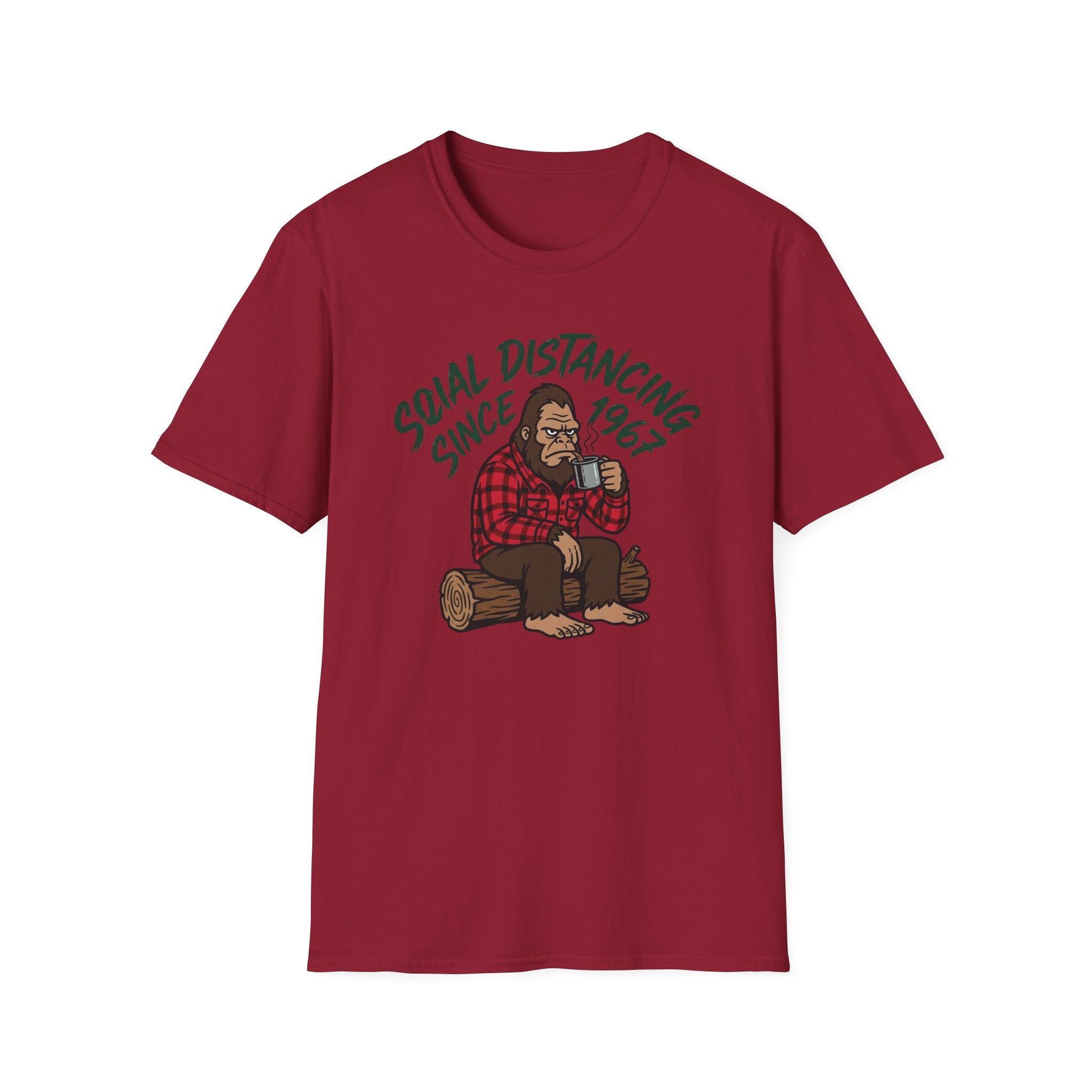 Bigfoot Social Distancing Since 1967 T-Shirt | Sasquatch Lumberjack Tee