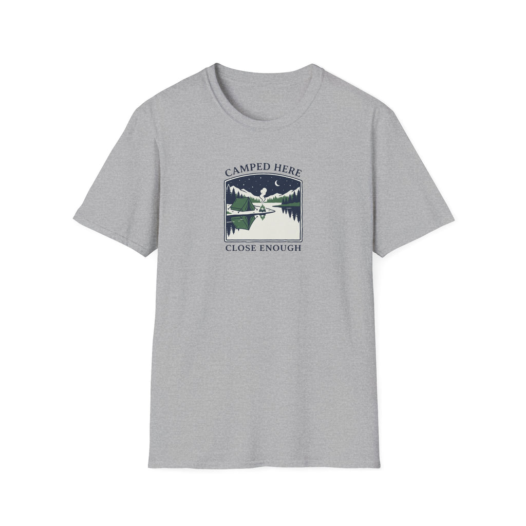 Camped Here Close Enough | T-Shirt, Canoe Lake Camping Graphic