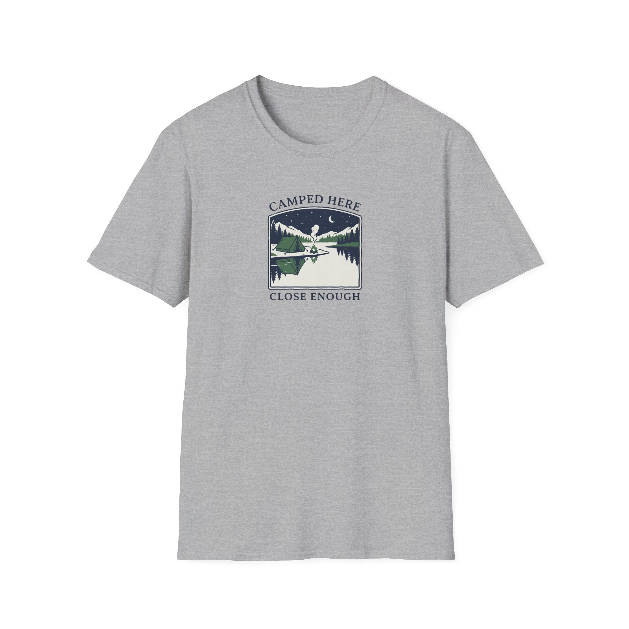 Camped Here Close Enough | T-Shirt, Canoe Lake Camping Graphic