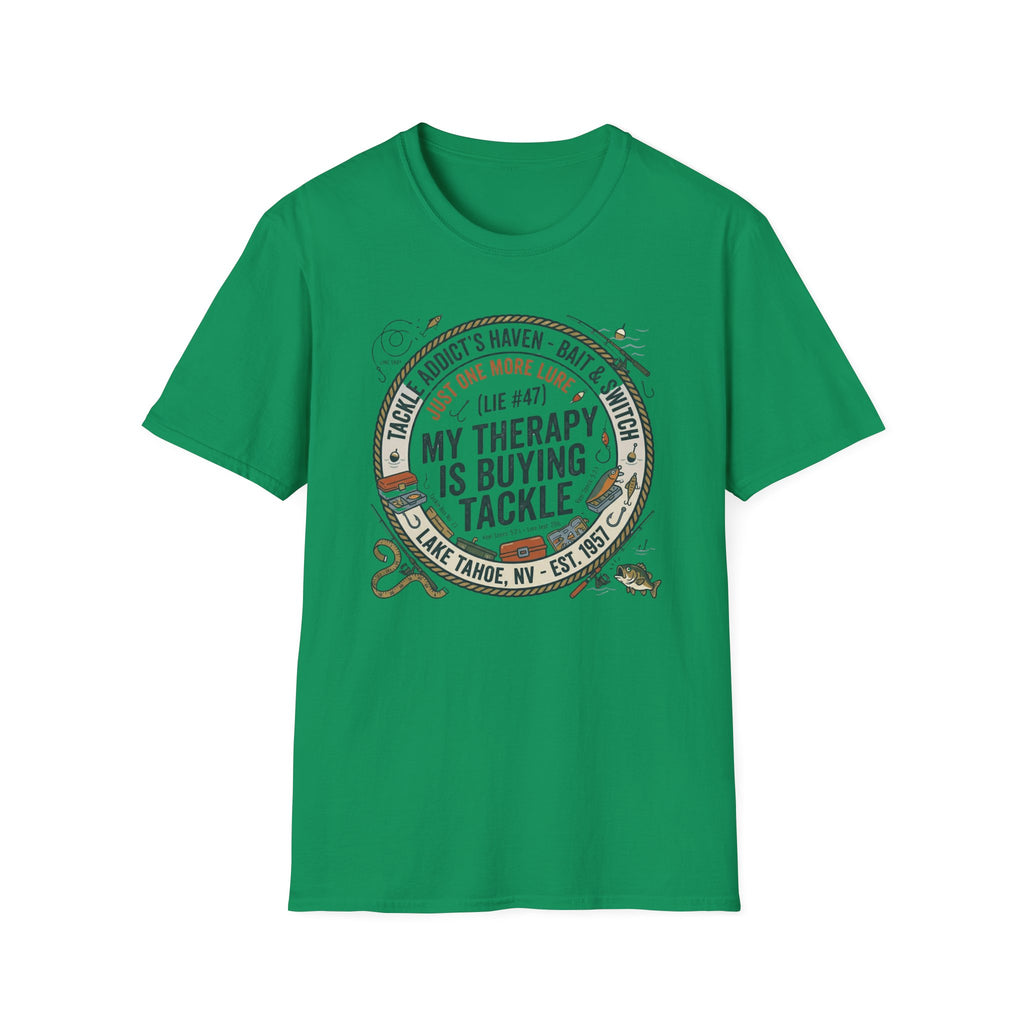 My Therapy Is Buying Tackle Fishing T-Shirt | Fishing Rod Reel Bait Angler Tee
