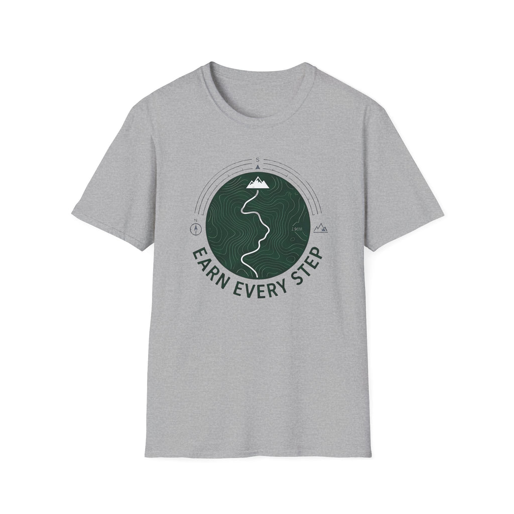 Earn Every Step T-Shirt | Hiking Mountain Trail Graphic