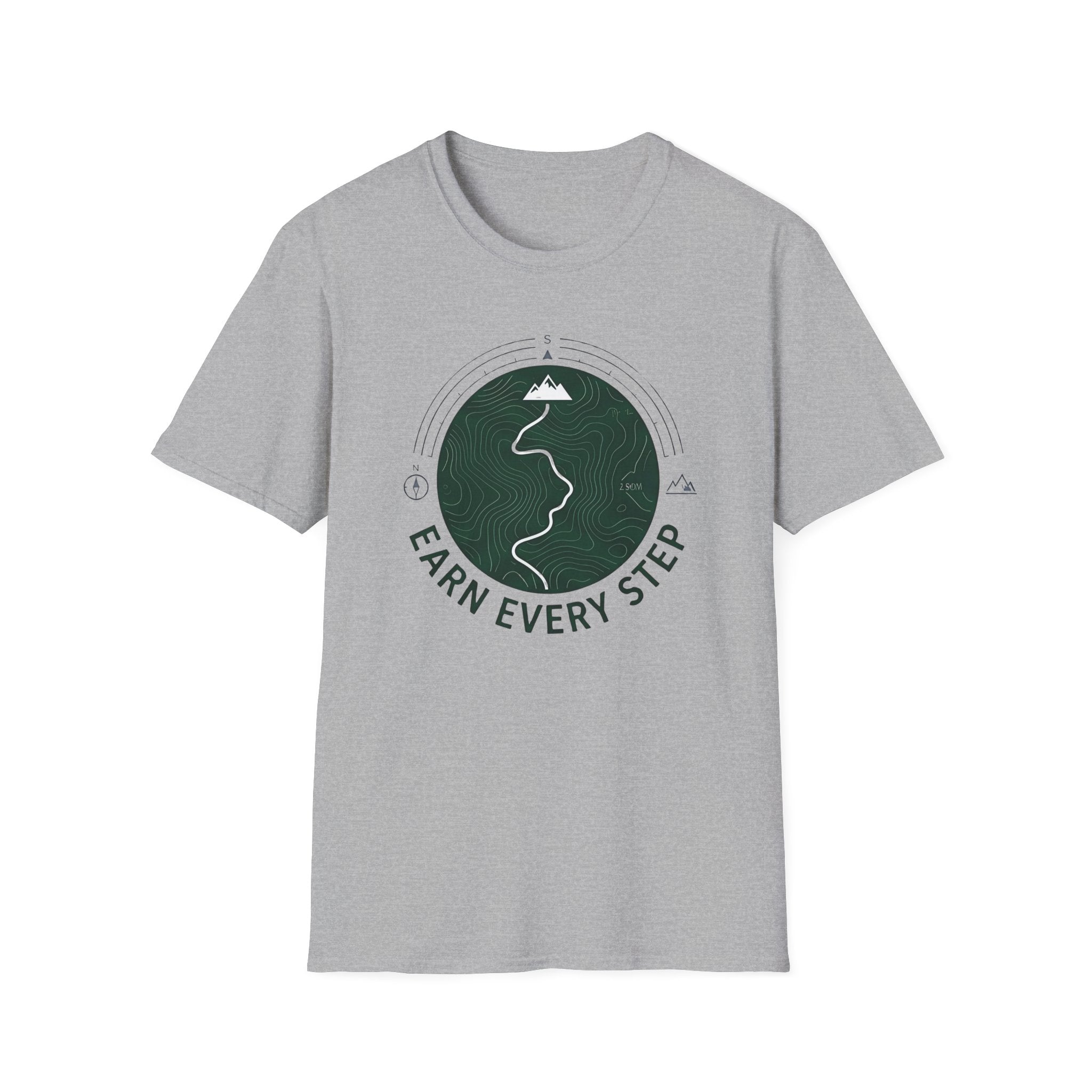 Earn Every Step T-Shirt | Hiking Mountain Trail Graphic