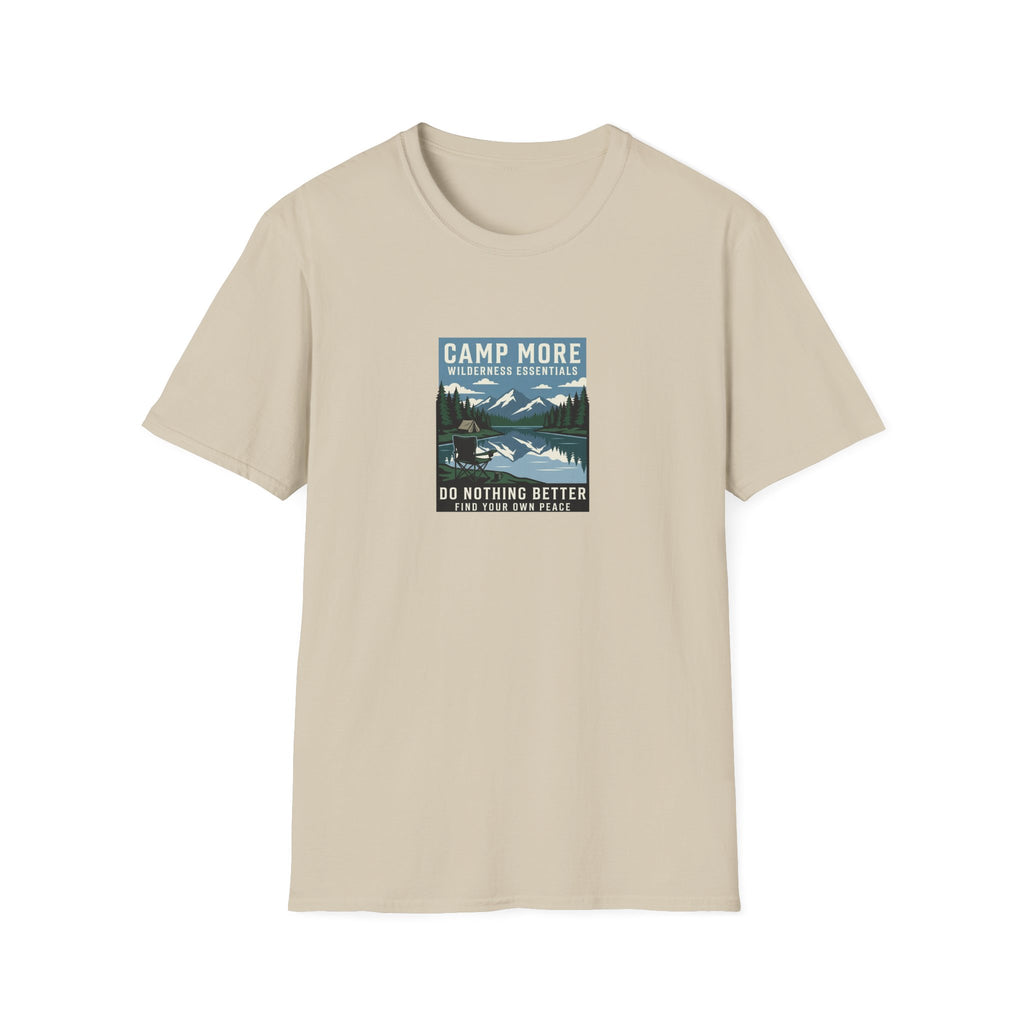 Camp More Wilderness Camping T-Shirt | Lake Mountain Poster Design