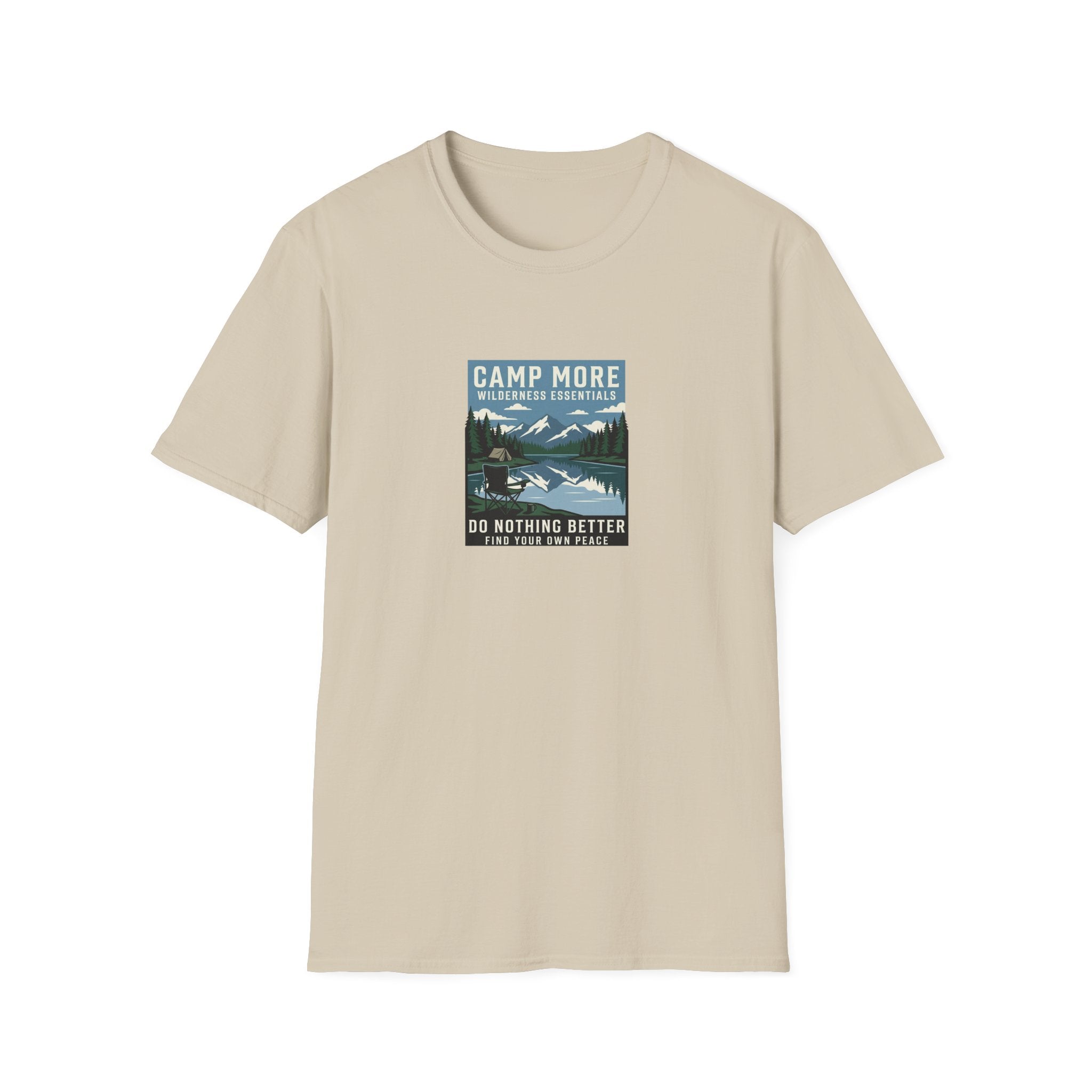 Camp More Wilderness Camping T-Shirt | Lake Mountain Poster Design