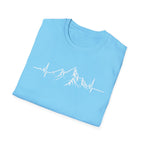 Mountain Heartbeat T-Shirt — Minimalist Mountain ECG Tee for Hikers & Outdoor Lovers