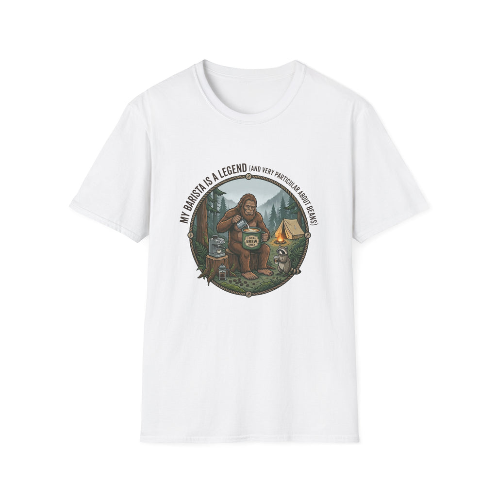 Dad is a Legend Camping T-Shirt | Bear, Campfire, Tent Cabin Illustration