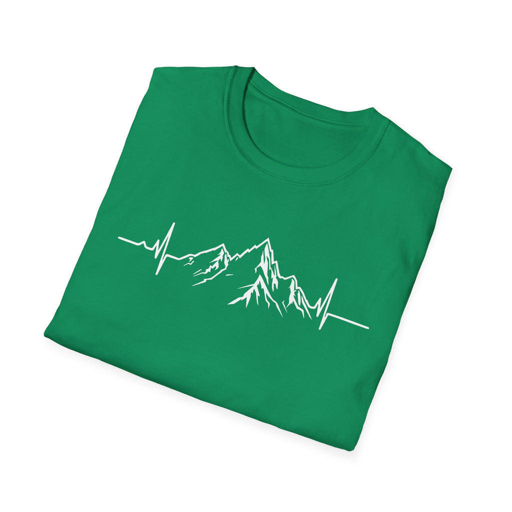 Mountain Heartbeat T-Shirt — Minimalist Mountain ECG Tee for Hikers & Outdoor Lovers