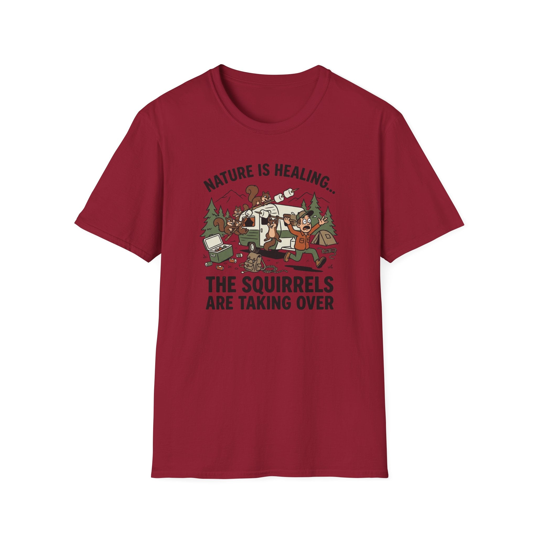 Nature Is Healing The Squirrels Are Taking Over T-Shirt | Squirrel Forest Illustration