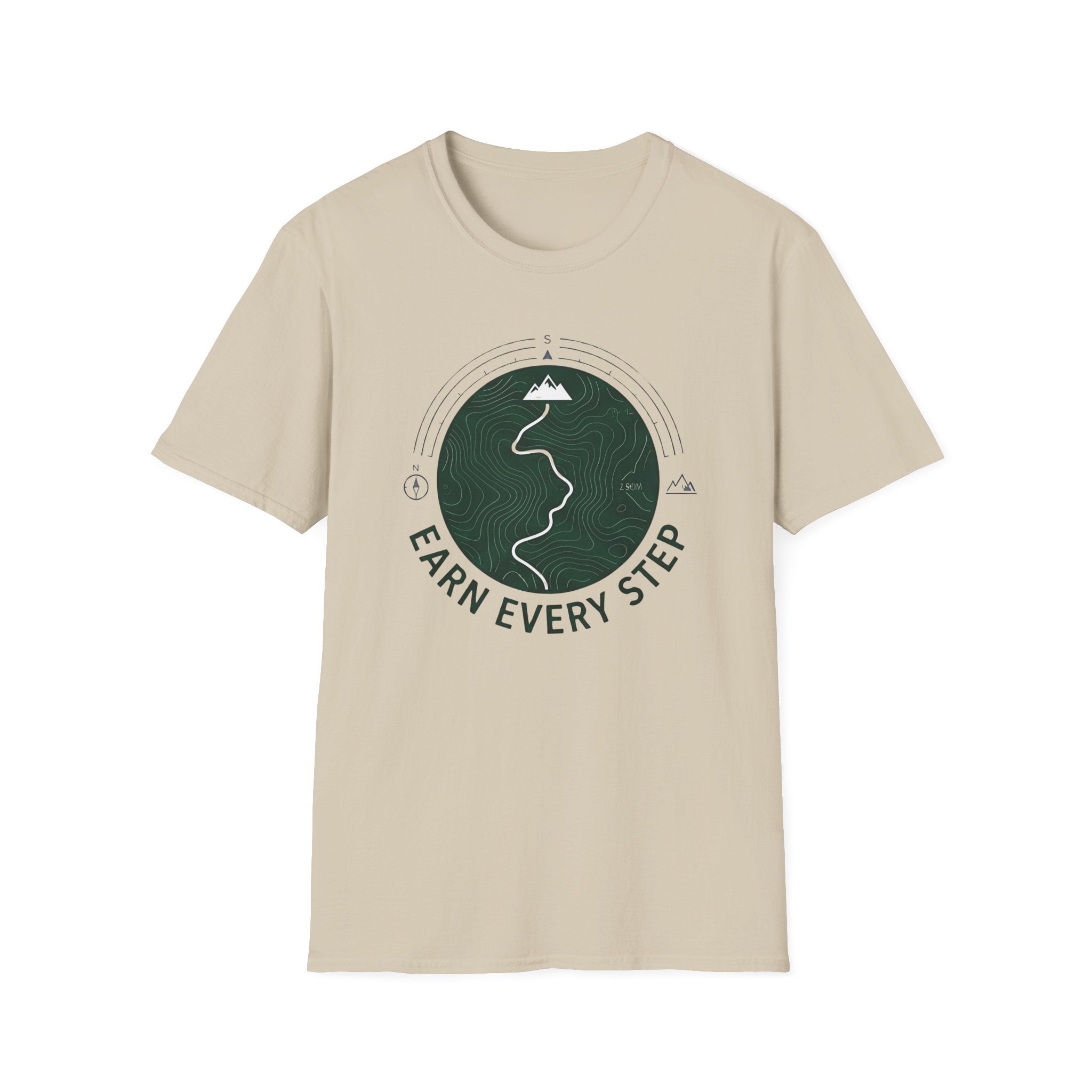 Earn Every Step T-Shirt | Hiking Mountain Trail Graphic