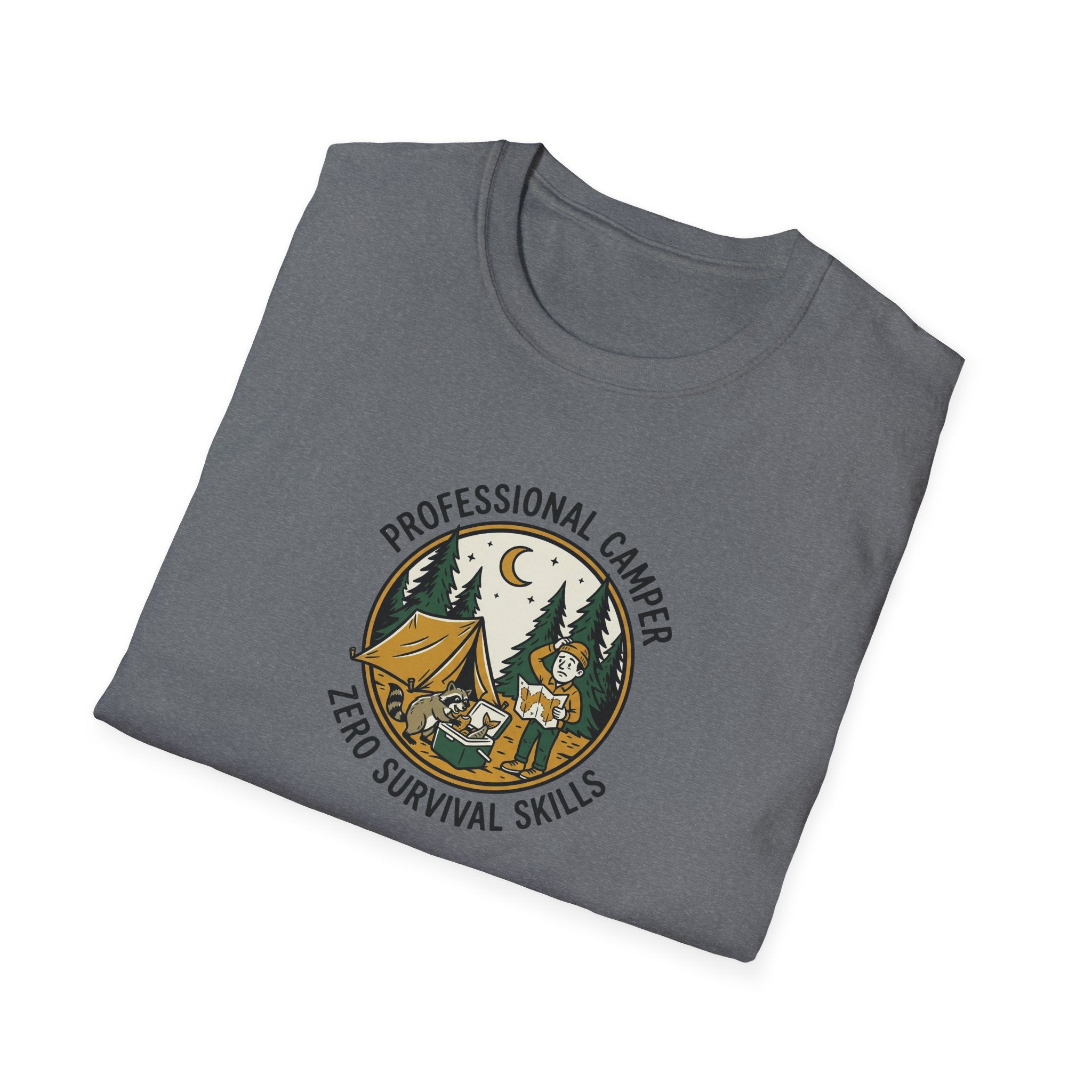 Professional Camper Zero Survival Skills T-Shirt | Camping Graphic Tee