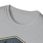 Camping Badge tent and campfire graphic T-Shirt | outdoors hiking adventure emblem