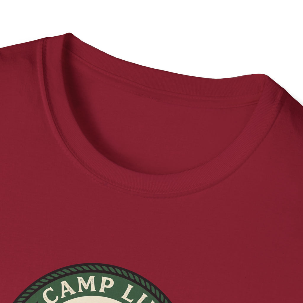 Camp Life Tent and Trees T-Shirt | Retro Outdoors Camper Badge
