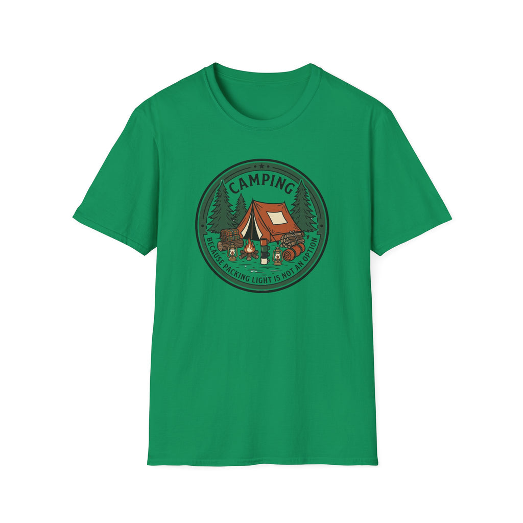 Camping Campfire Tent Graphic T-Shirt | Outdoor Adventure Cabin Design