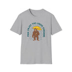 PNW Enjoy the Liquid Sunshine Bigfoot T-Shirt | Rain Umbrella Illustration