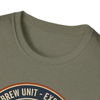 Stayed for the Coffee mountain camping badge T-Shirt | coffee hiking logo