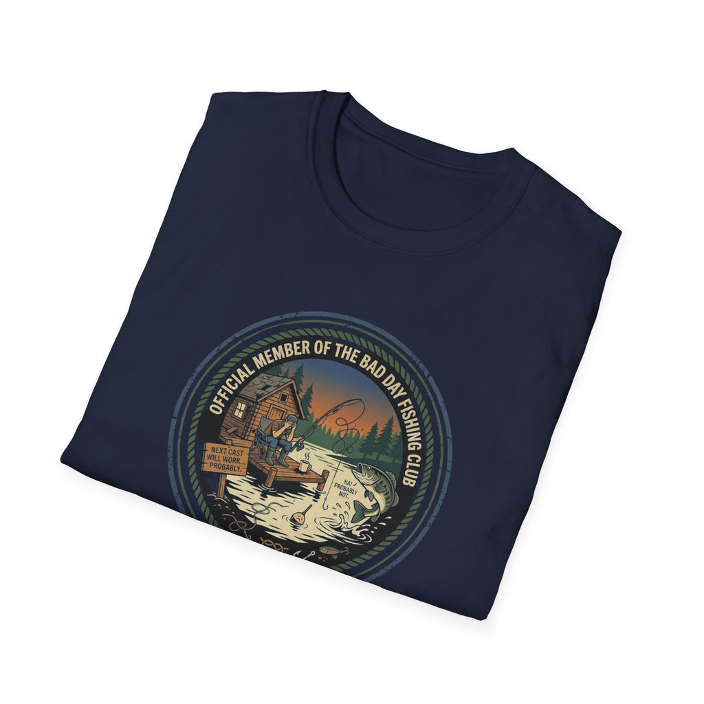 Retro Fishing Camp badge T-Shirt | Lake Sunset Outdoor Graphic