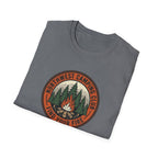 Northwest Camping Club Find Your Fire T-Shirt | Campfire Trees Outdoor Badge Shirt