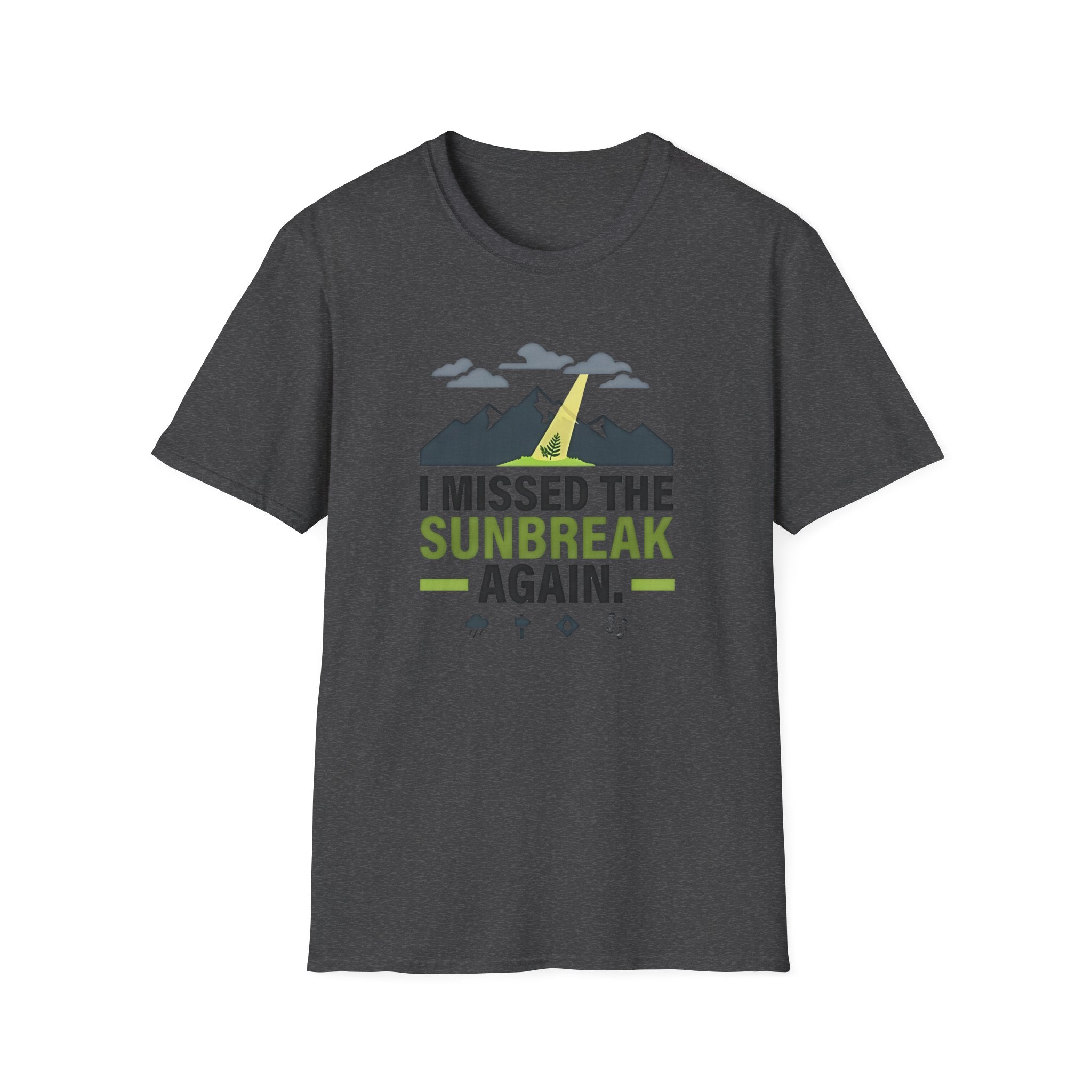 I Missed the Sunbreak Again T-Shirt | Mountain Lightning Graphic Tee