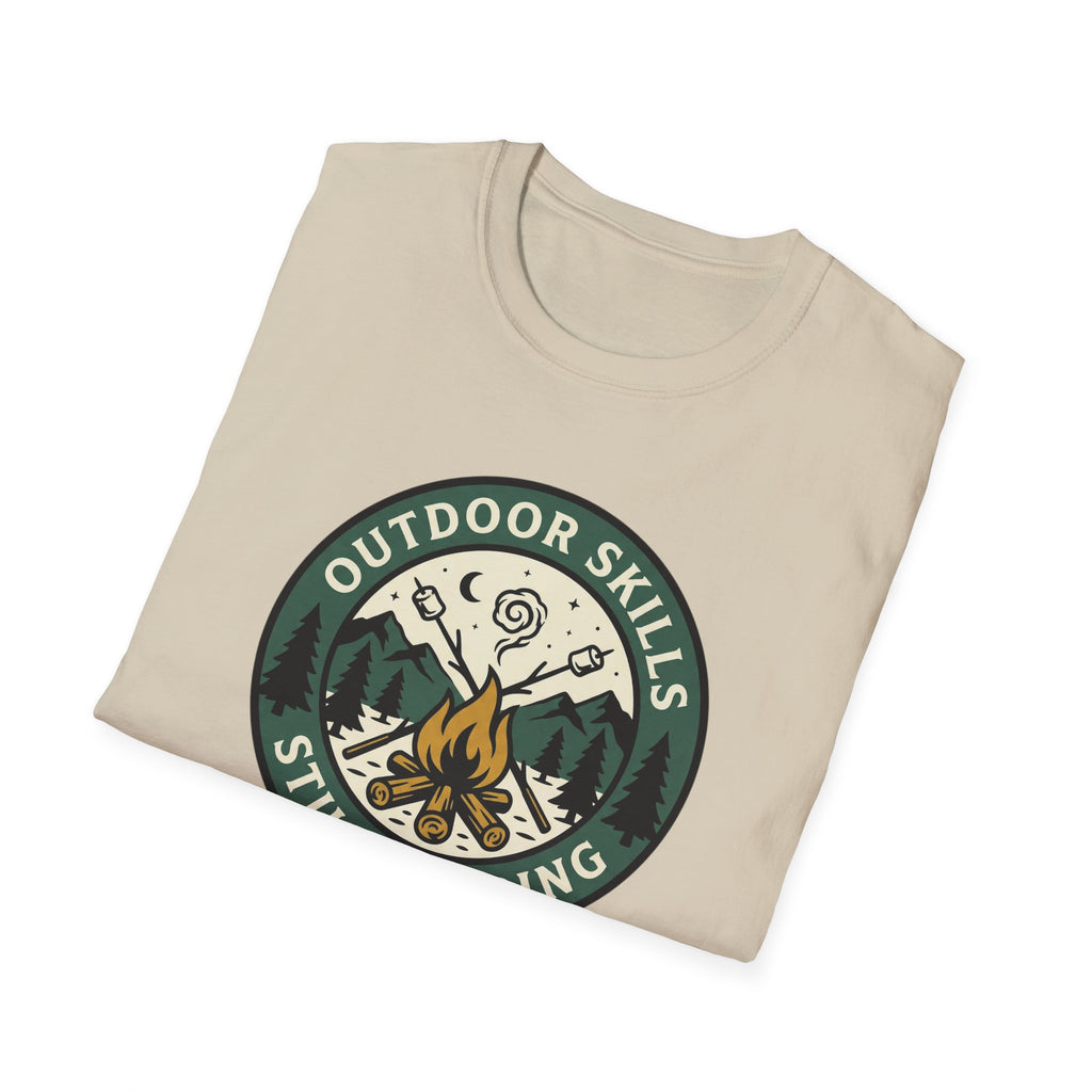 Outdoor Skills Still Pending T-Shirt | Camping Campfire Graphic Shirt