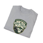 Camp Trails badge T-Shirt | Mountain camping logo, forest trail emblem