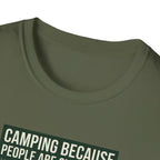 Camping Because People Are Overrated T-Shirt | Camper Graphic Tee, Forest Tent Design