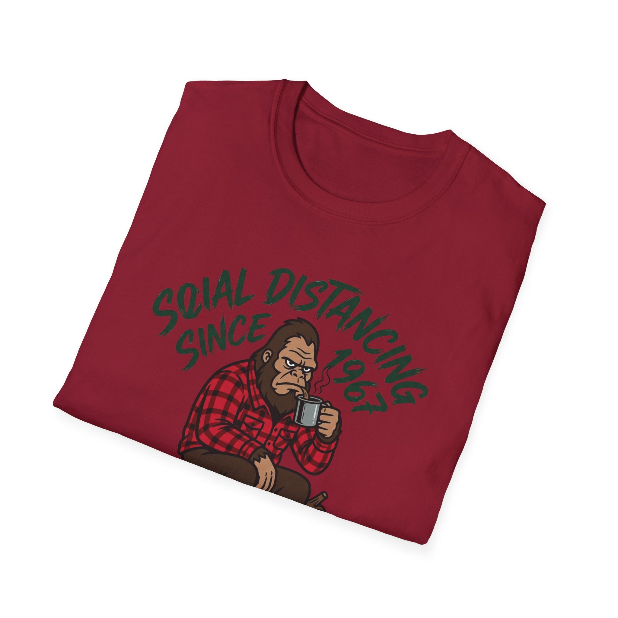 Bigfoot Social Distancing Since 1967 T-Shirt | Sasquatch Lumberjack Tee