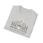 Coffee Cup in Pines T-Shirt | mountain camp mug, minimalist outdoors design