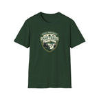 Camp Trails badge T-Shirt | Mountain camping logo, forest trail emblem