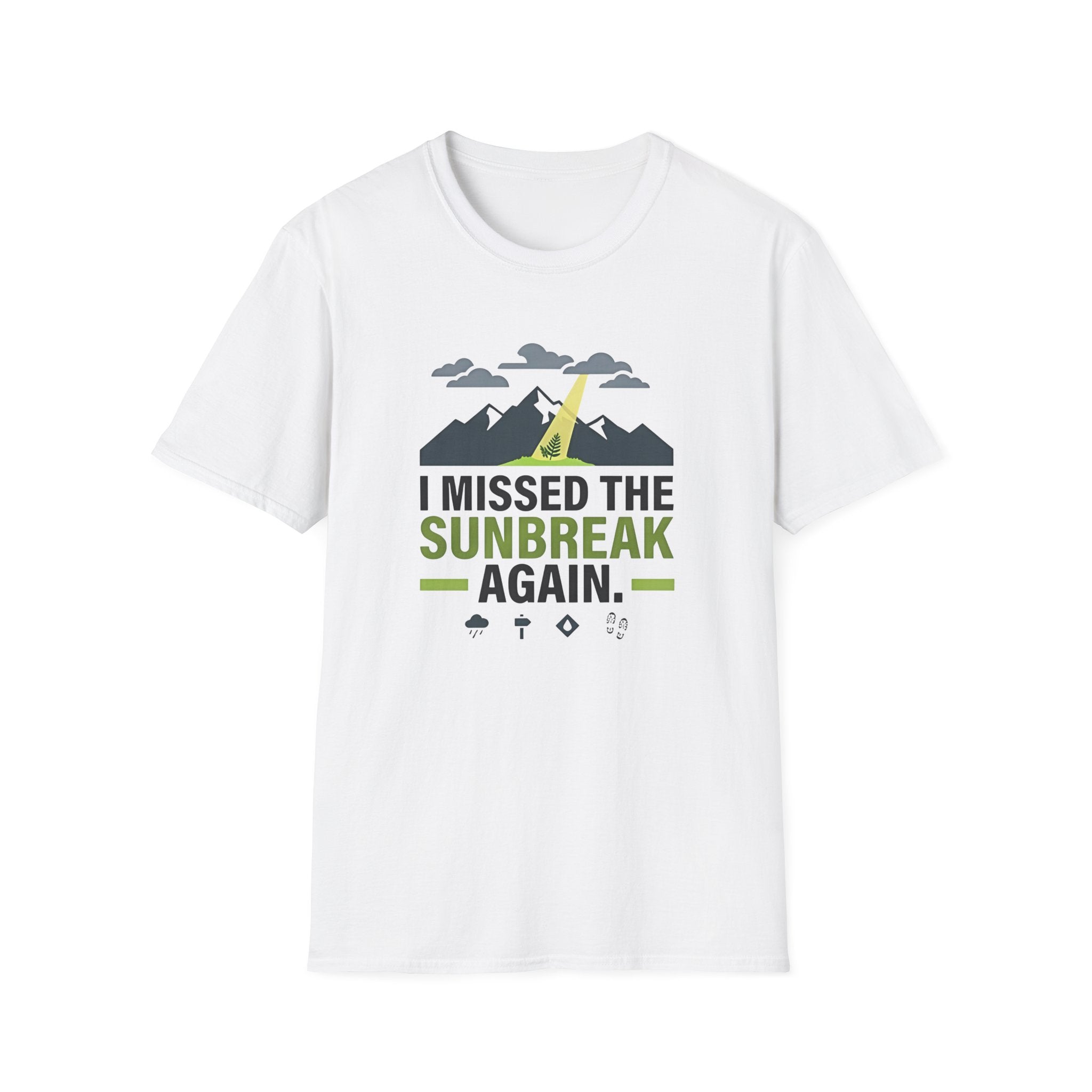I Missed the Sunbreak Again T-Shirt | Mountain Lightning Graphic Tee