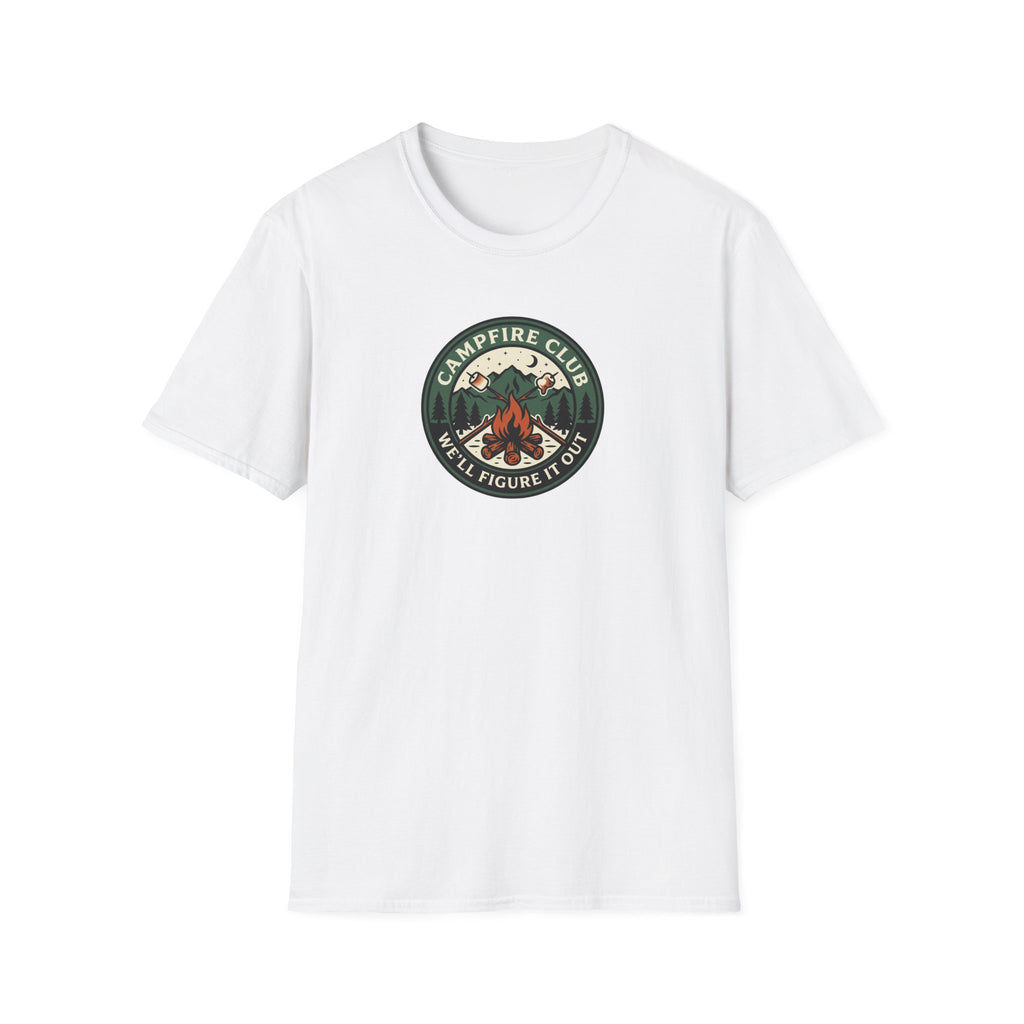 Campfire Club Patch design T-Shirt | Mountain Camping Logo Tee