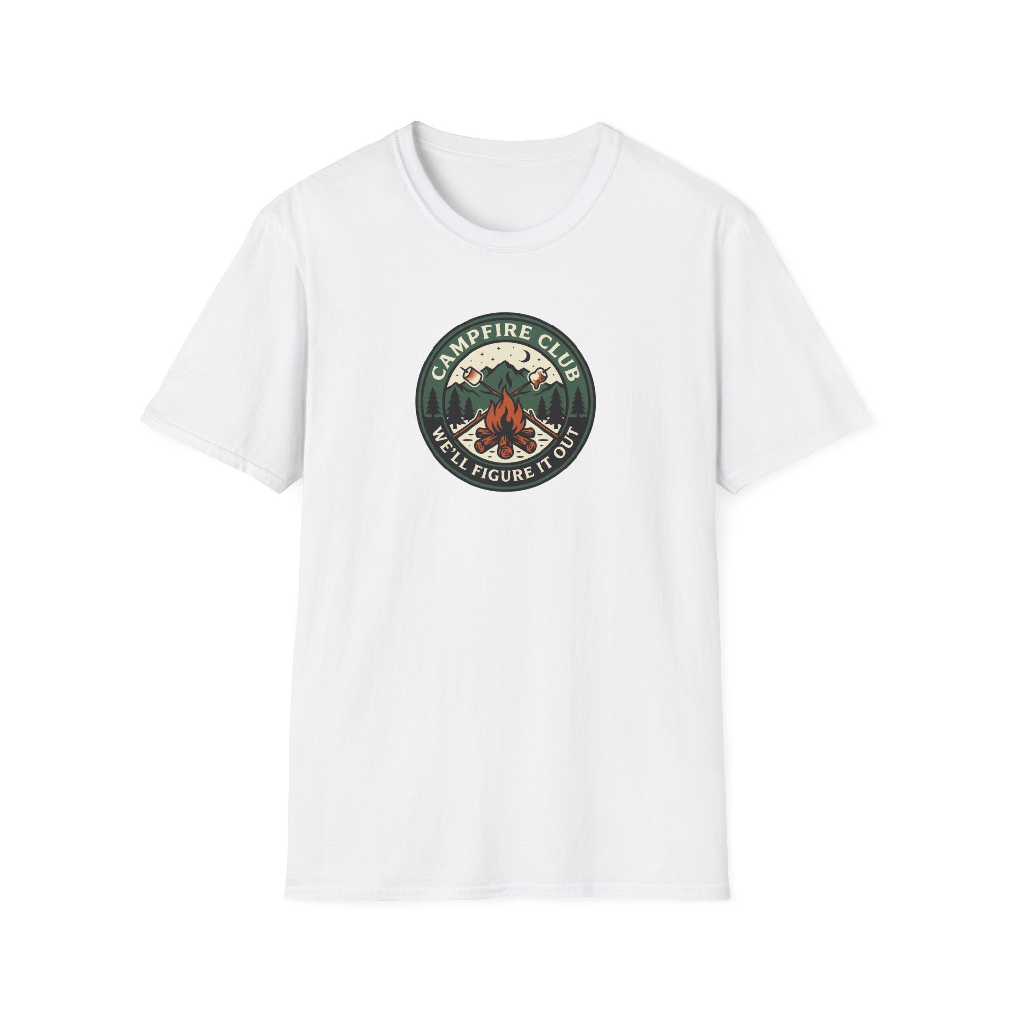 Campfire Club Patch design T-Shirt | Mountain Camping Logo Tee