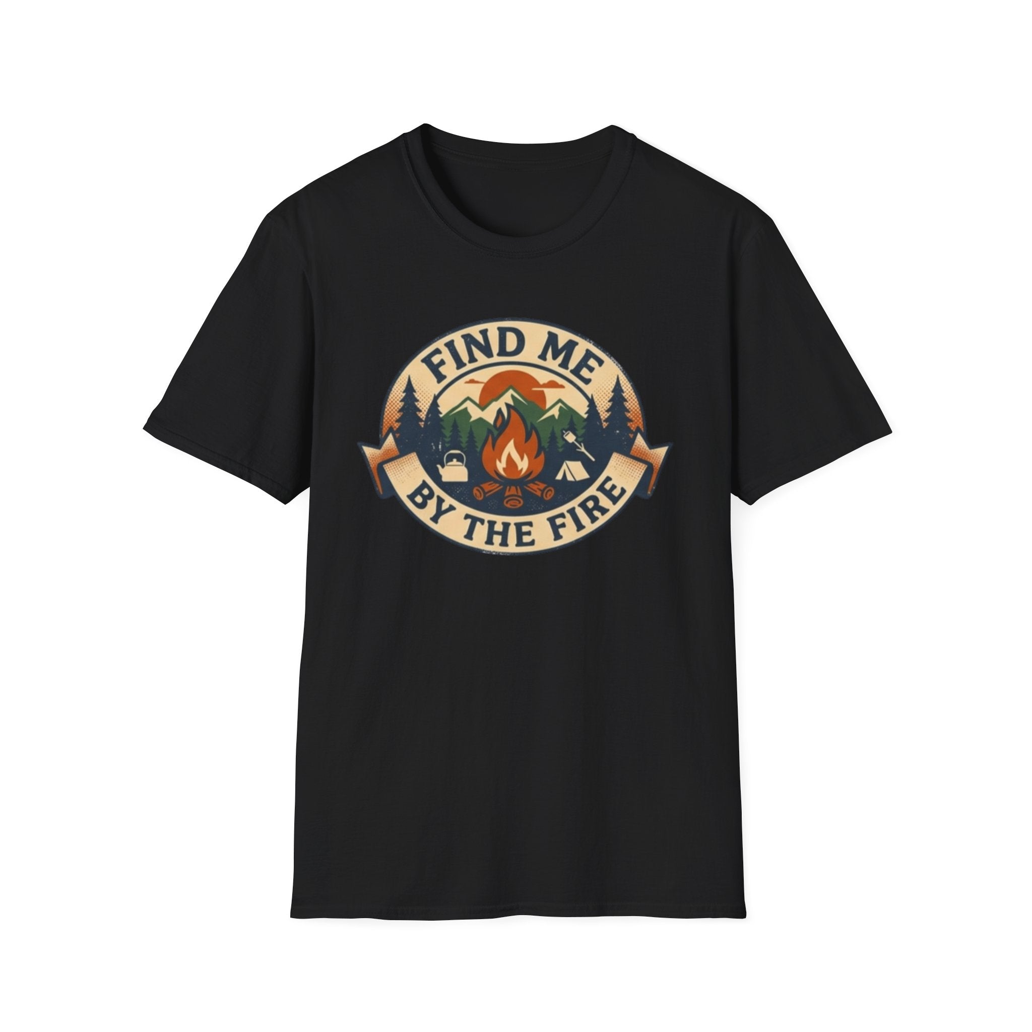 Find Me by the Fire T-Shirt | Campfire Mountains Camping Tee