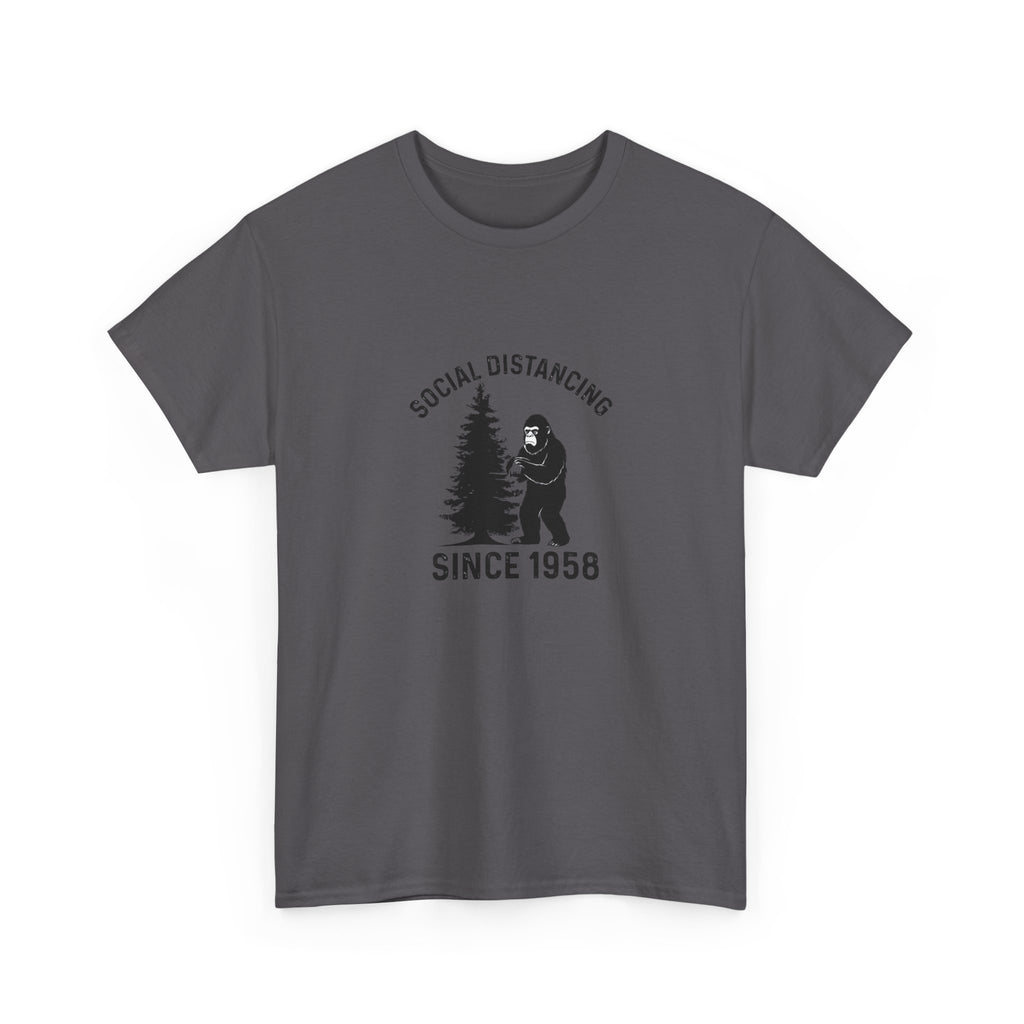 Bigfoot Social Distancing Since 1958 Tee | Sasquatch Forest Graphic Shirt