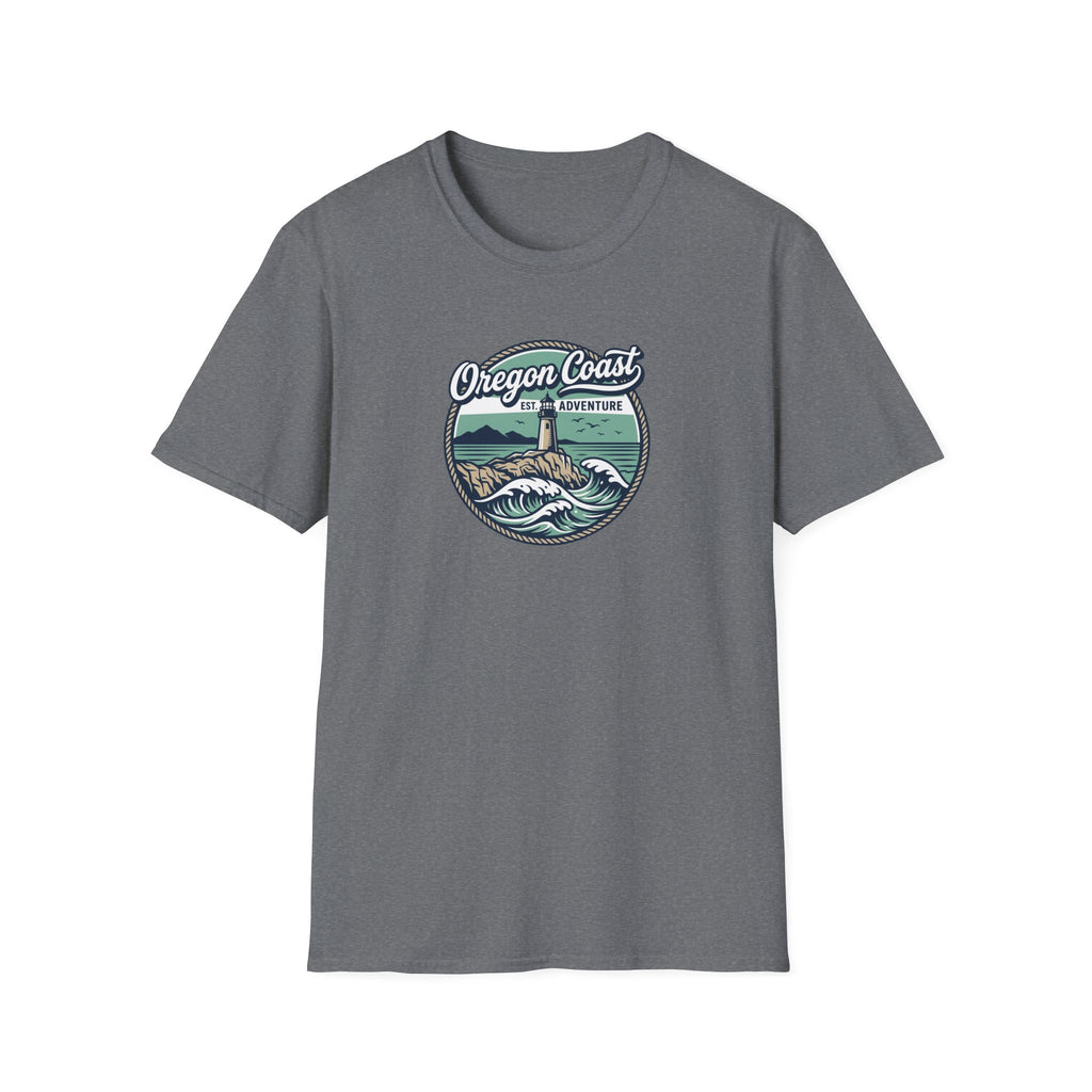 Oregon Coast Lighthouse Waves T-Shirt | Coastal Sunset Badge