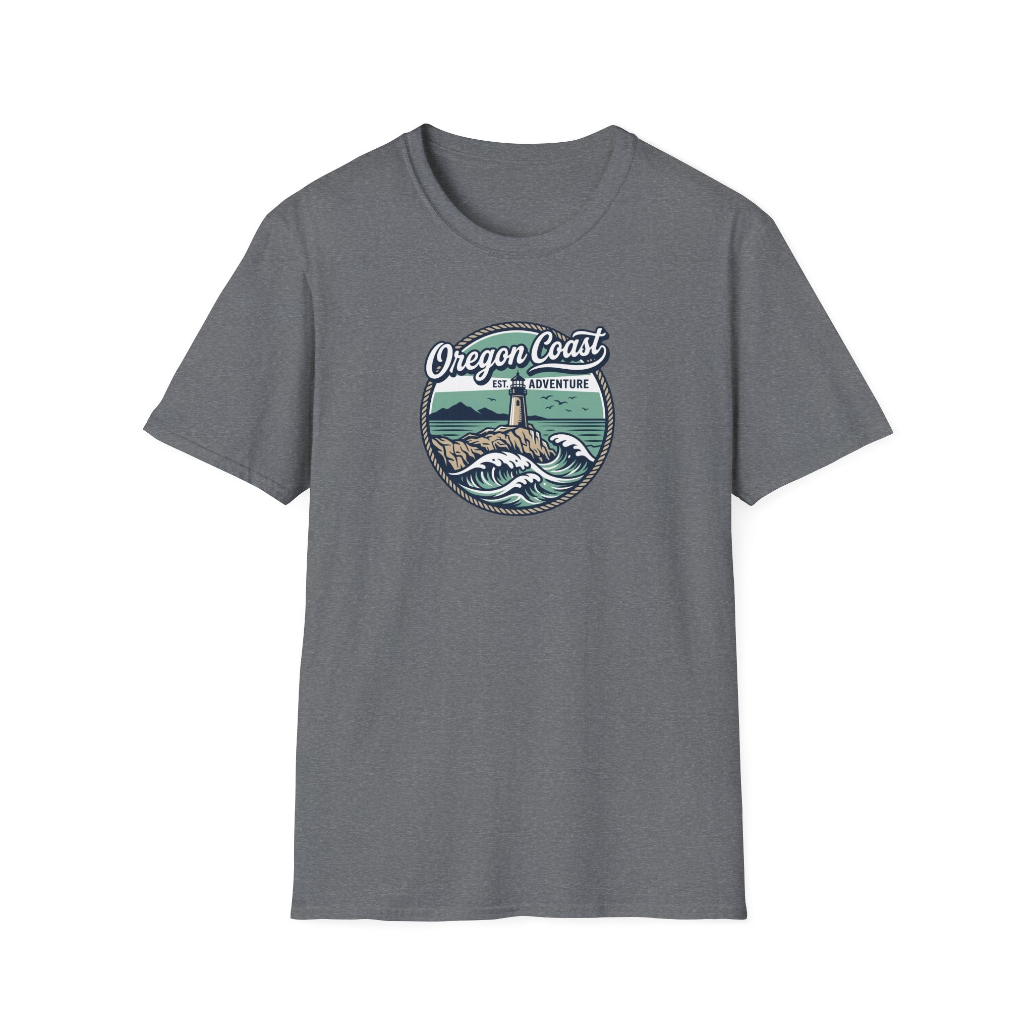 Oregon Coast Lighthouse Waves T-Shirt | Coastal Sunset Badge