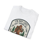 I'm Not Lost I'm Just Taking My Time Sasquatch T-Shirt | Slow Trails Club, Hiking Graphic