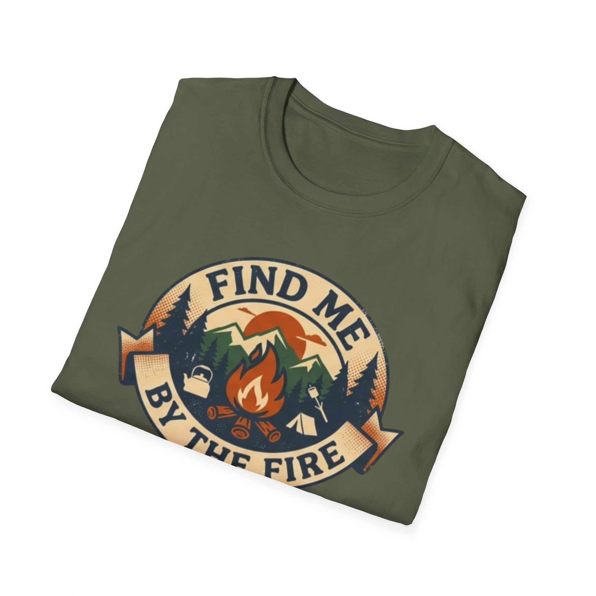 Find Me by the Fire T-Shirt | Campfire Mountains Camping Tee