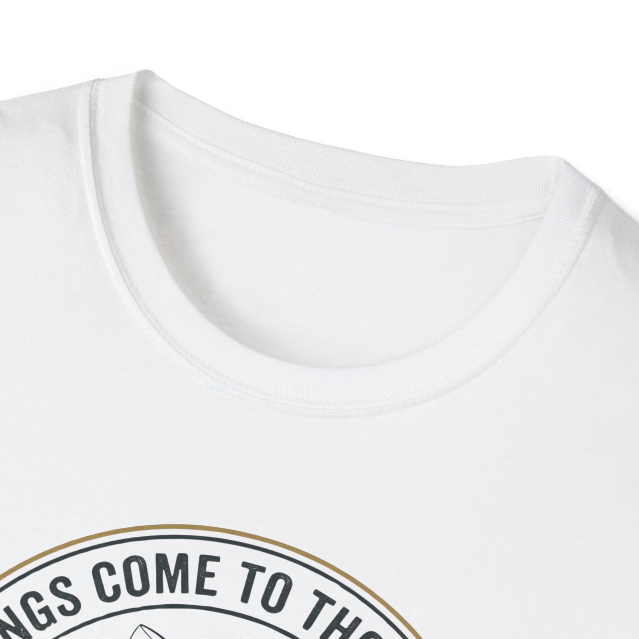 Camping Scene T-Shirt | Vintage Tent Lake Illustration, 'Good Things Come to Those Who Wait'