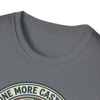 Just One More Cast Fishing T-Shirt | Retro Sunset Angler Design