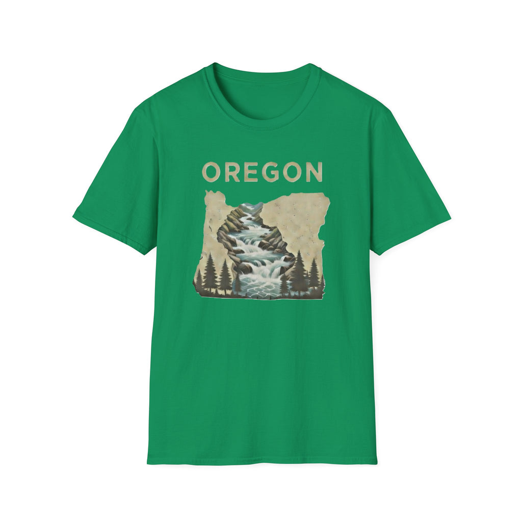 Oregon waterfall state map T-Shirt | River, Pines, Nature