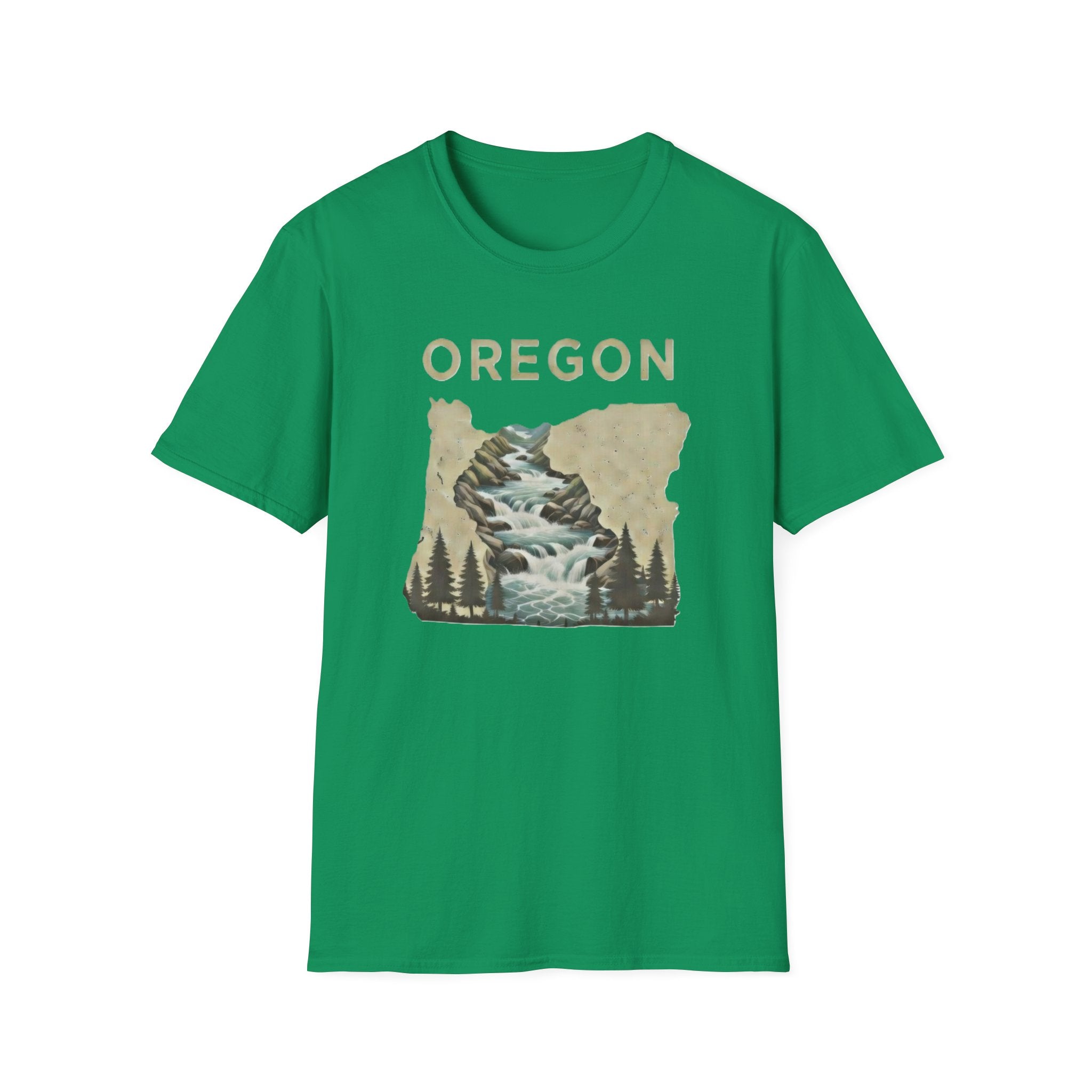 Oregon waterfall state map T-Shirt | River, Pines, Nature