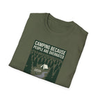 Camping Because People Are Overrated T-Shirt | Camper Graphic Tee, Forest Tent Design