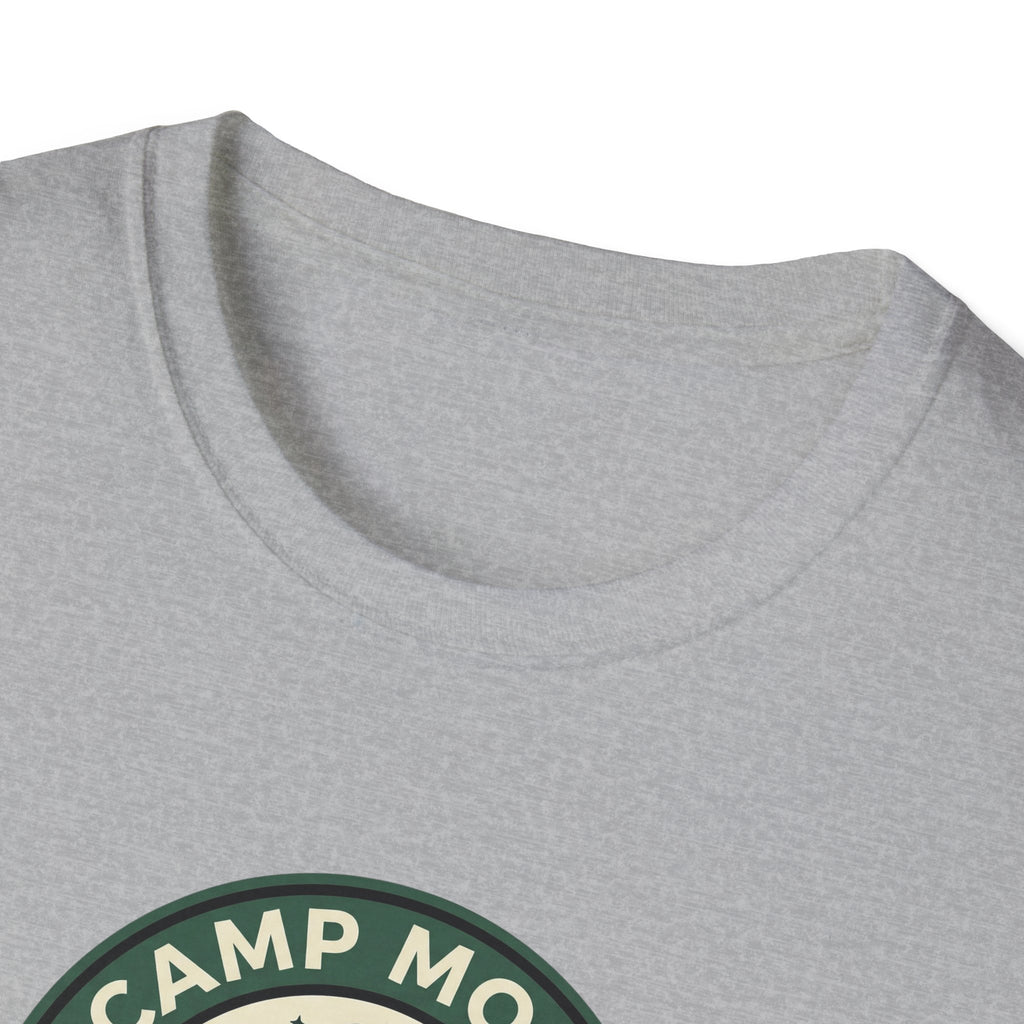 Camp More Campfire Badge T-Shirt | Outdoor Camping Graphic