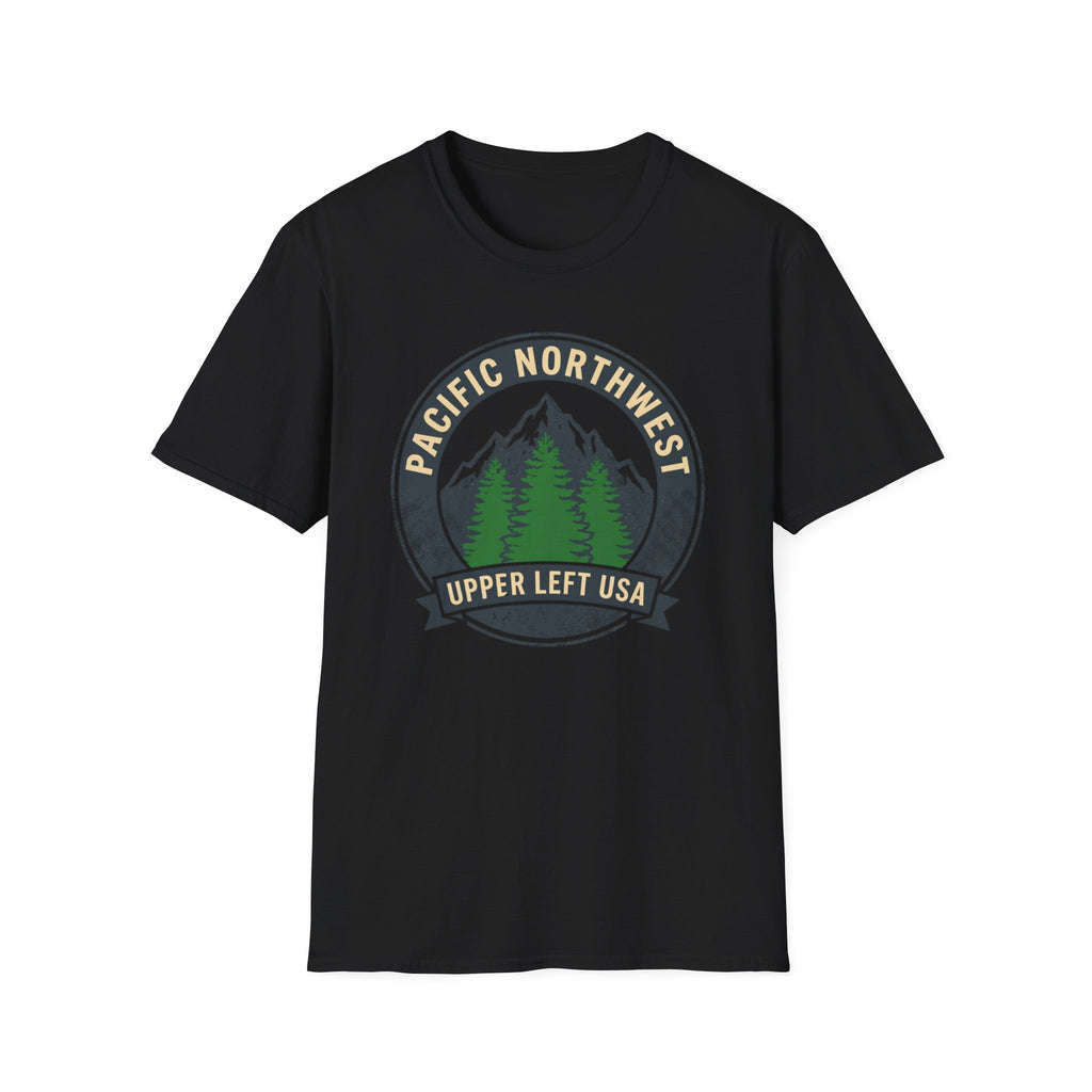 Pacific Northwest Mountain Pines T-Shirt | Upper Left USA graphic