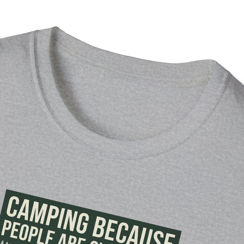 Camping Because People Are Overrated T-Shirt | Camper Graphic Tee, Forest Tent Design