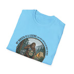 Dad is a Legend Camping T-Shirt | Bear, Campfire, Tent Cabin Illustration